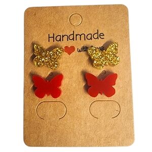 Ruby Tidewing Acrylic Stud Earrings - 2 Pair